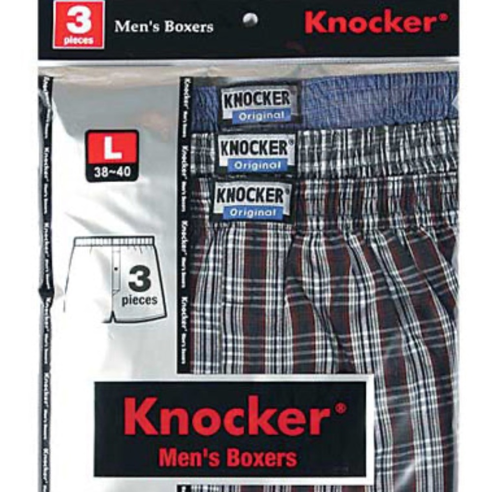 KNOCKER MEN'S BOXERS TRUNK PLAID ASSORTED COLORS 3PK